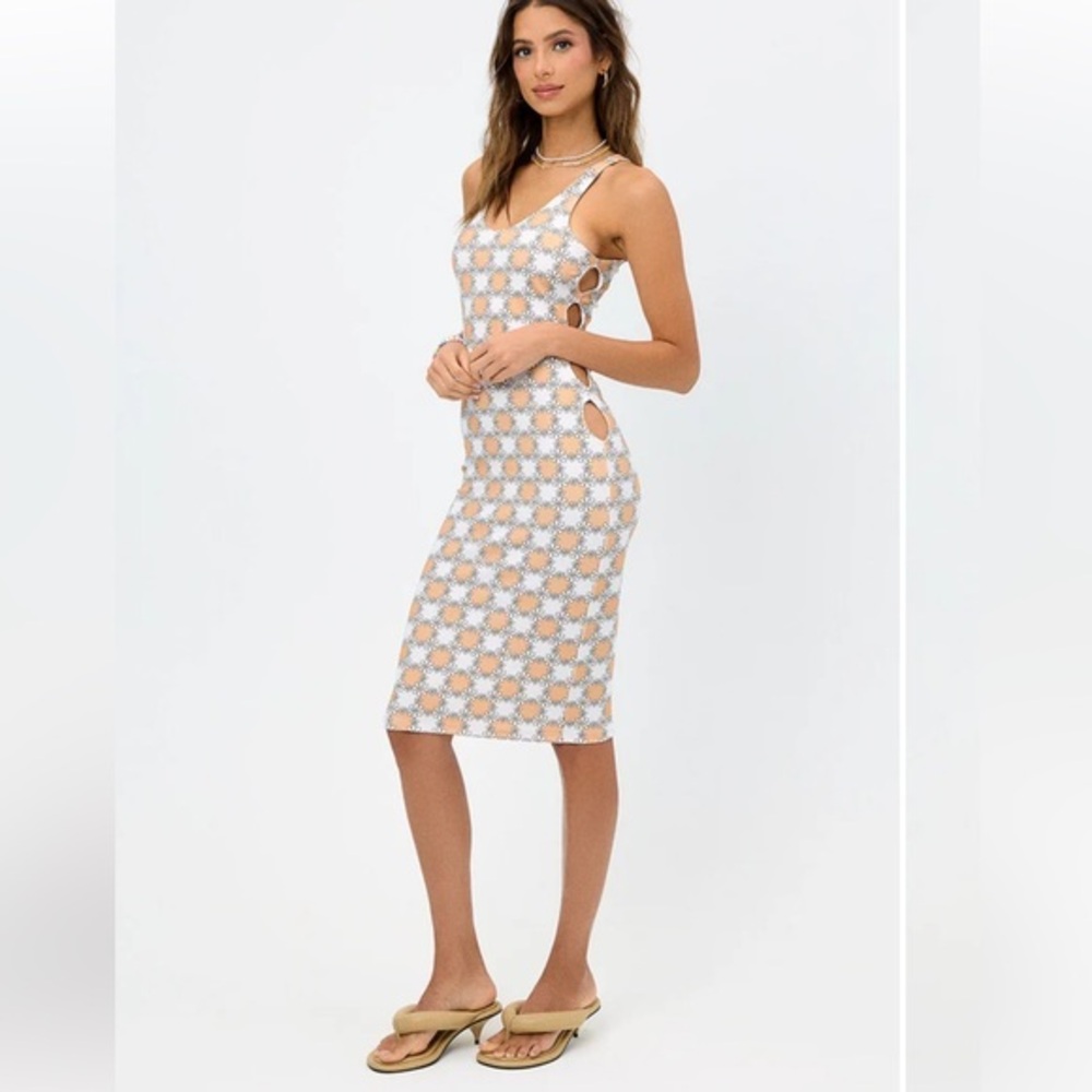 FRNKIES BIKINIS Floral Sterling Terry Midi Side‎ Cutout Dress Size Medium